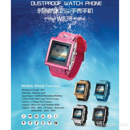 2014 OLED Resistive Touchscreen Bluetooth Watch Mobile Phone (MS011H-W838)